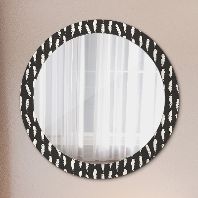 Miroir rond avec décoration Plumes