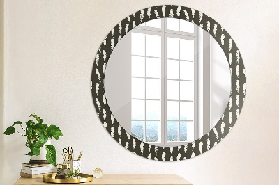 Miroir rond avec décoration Plumes