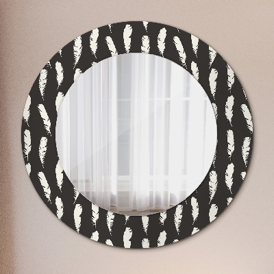 Miroir rond avec décoration Plumes