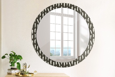 Miroir rond avec décoration Plumes