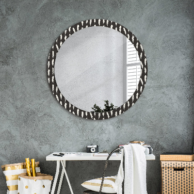 Miroir rond avec décoration Plumes