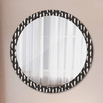 Miroir rond avec décoration Plumes