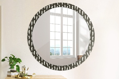 Miroir rond avec décoration Plumes