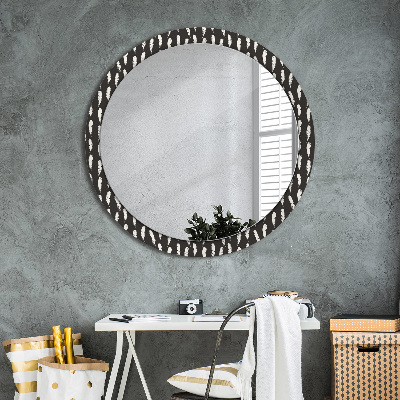 Miroir rond avec décoration Plumes