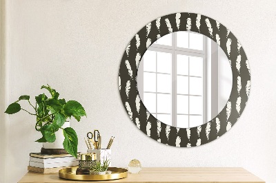 Miroir rond avec décoration Plumes