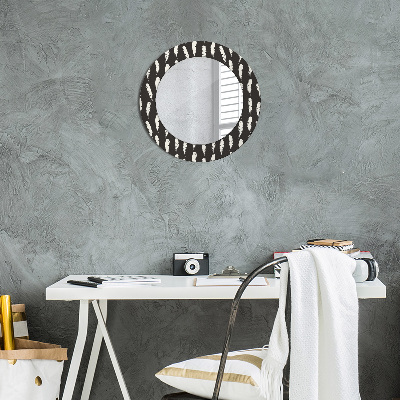 Miroir rond avec décoration Plumes