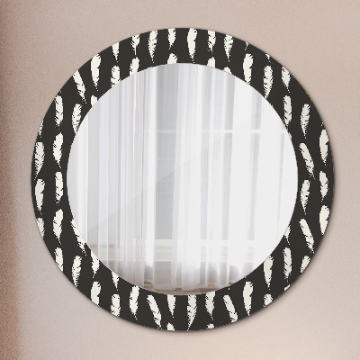 Miroir rond avec décoration Plumes