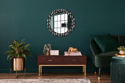 Miroir rond avec décoration Plumes