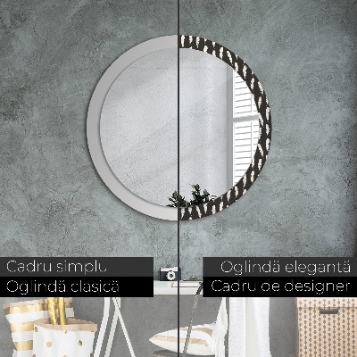 Miroir rond avec décoration Plumes