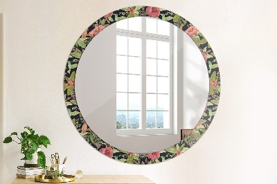 Miroir rond cadre imprimé Fleurs d'hibiscus