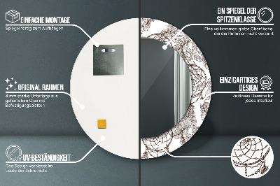 Miroir rond cadre imprimé Plumes attrape-rêves