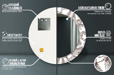 Miroir rond cadre imprimé Plumes attrape-rêves