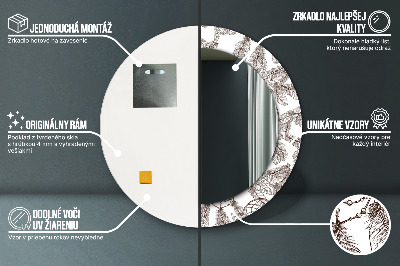 Miroir rond cadre imprimé Plumes attrape-rêves