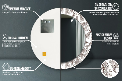 Miroir rond cadre imprimé Plumes attrape-rêves