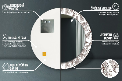 Miroir rond cadre imprimé Plumes attrape-rêves