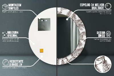 Miroir rond cadre imprimé Plumes attrape-rêves