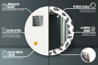 Miroir rond cadre imprimé Plumes