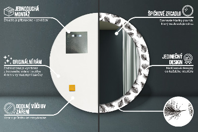 Miroir rond cadre imprimé Plumes