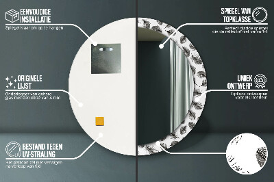 Miroir rond cadre imprimé Plumes