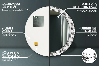 Miroir rond cadre imprimé Plumes