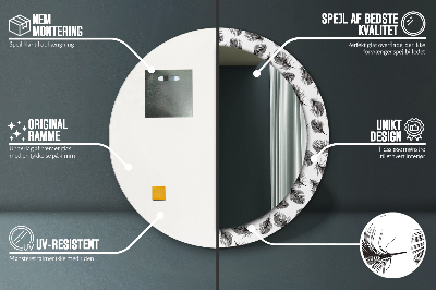 Miroir rond cadre imprimé Plumes