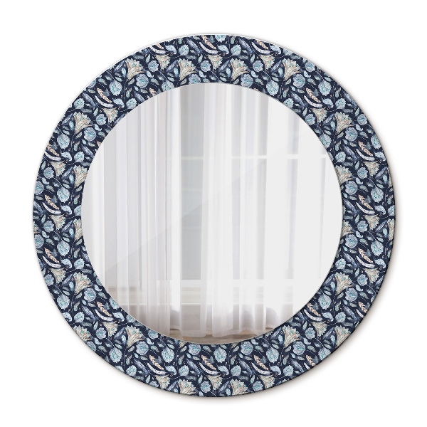 Miroir rond cadre imprimé Boho patterin