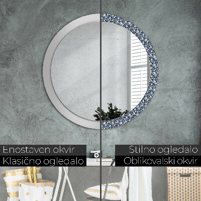 Miroir rond cadre imprimé Boho patterin