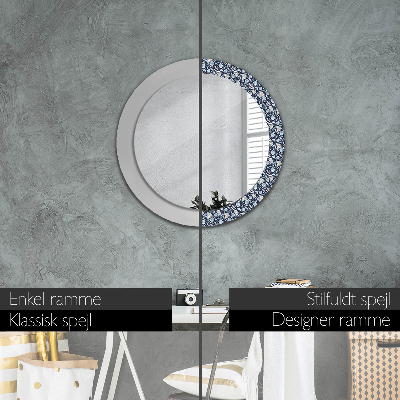 Miroir rond cadre imprimé Boho patterin