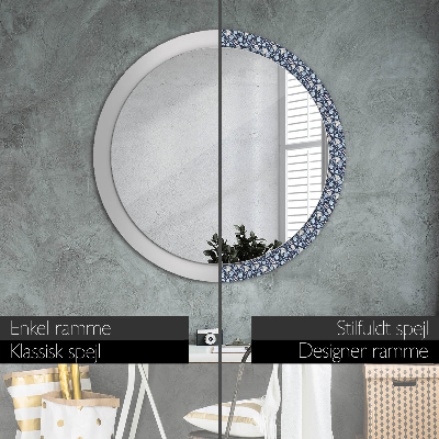 Miroir rond cadre imprimé Boho patterin