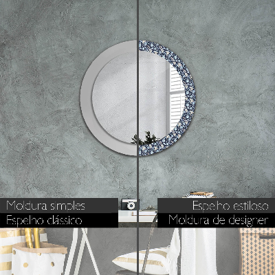 Miroir rond cadre imprimé Boho patterin