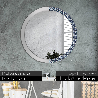 Miroir rond cadre imprimé Boho patterin