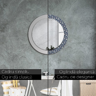 Miroir rond cadre imprimé Boho patterin