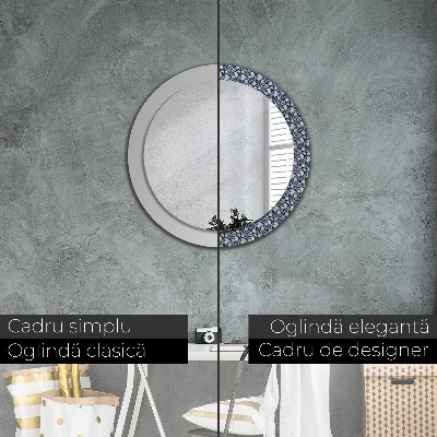 Miroir rond cadre imprimé Boho patterin