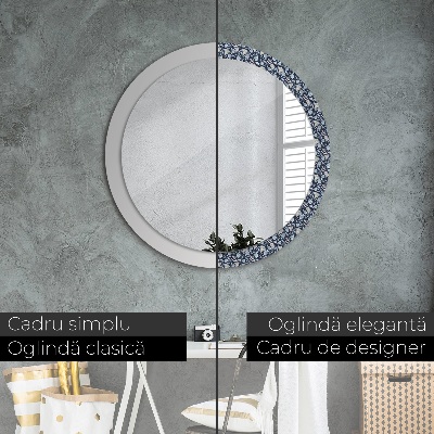 Miroir rond cadre imprimé Boho patterin