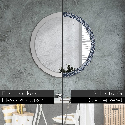 Miroir rond cadre imprimé Boho patterin