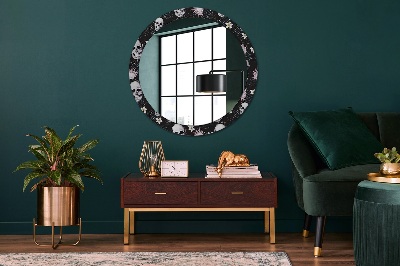 Miroir rond avec décoration Fleurs de crânes