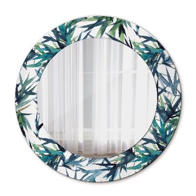 Miroir rond avec décoration Palmiers bleus