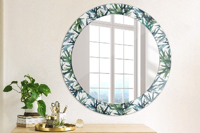 Miroir rond avec décoration Palmiers bleus