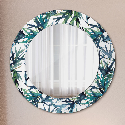 Miroir rond avec décoration Palmiers bleus