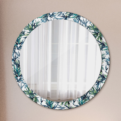 Miroir rond avec décoration Palmiers bleus