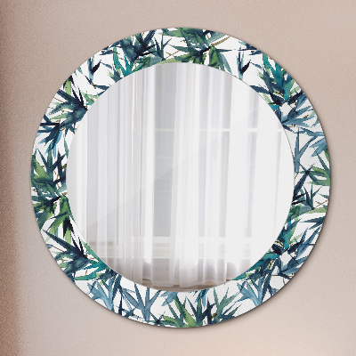 Miroir rond avec décoration Palmiers bleus