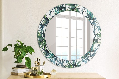 Miroir rond avec décoration Palmiers bleus