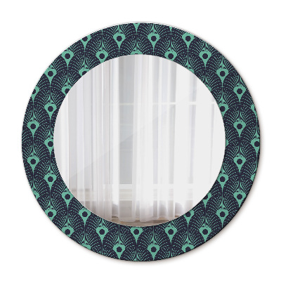 Miroir rond cadre avec impression Motif floral