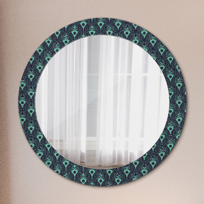 Miroir rond cadre avec impression Motif floral