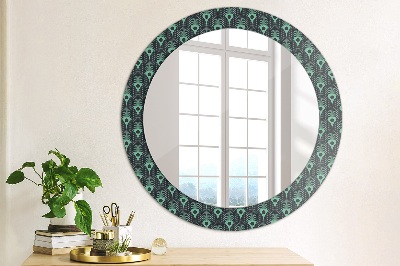 Miroir rond cadre avec impression Motif floral