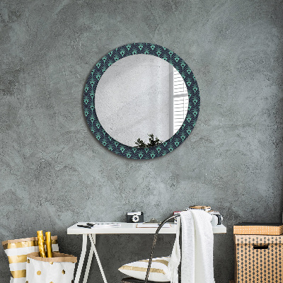 Miroir rond cadre avec impression Motif floral