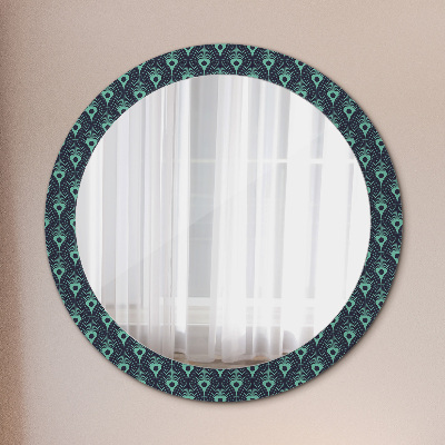 Miroir rond cadre avec impression Motif floral