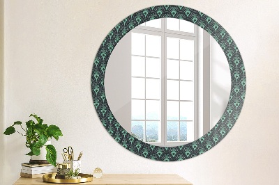 Miroir rond cadre avec impression Motif floral