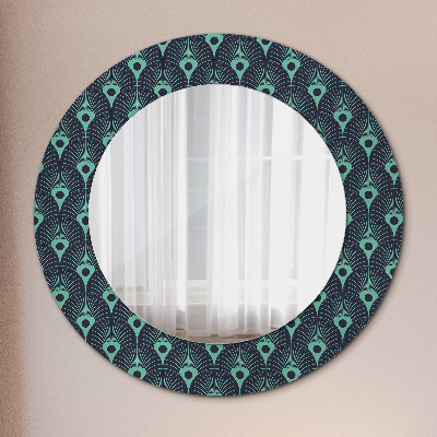 Miroir rond cadre avec impression Motif floral