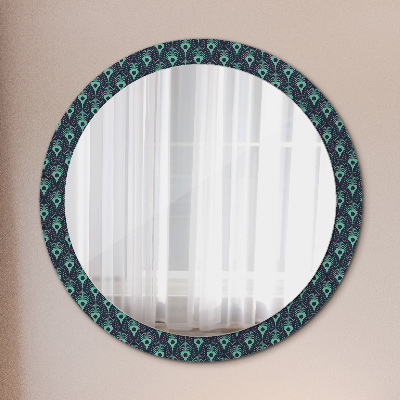 Miroir rond cadre avec impression Motif floral